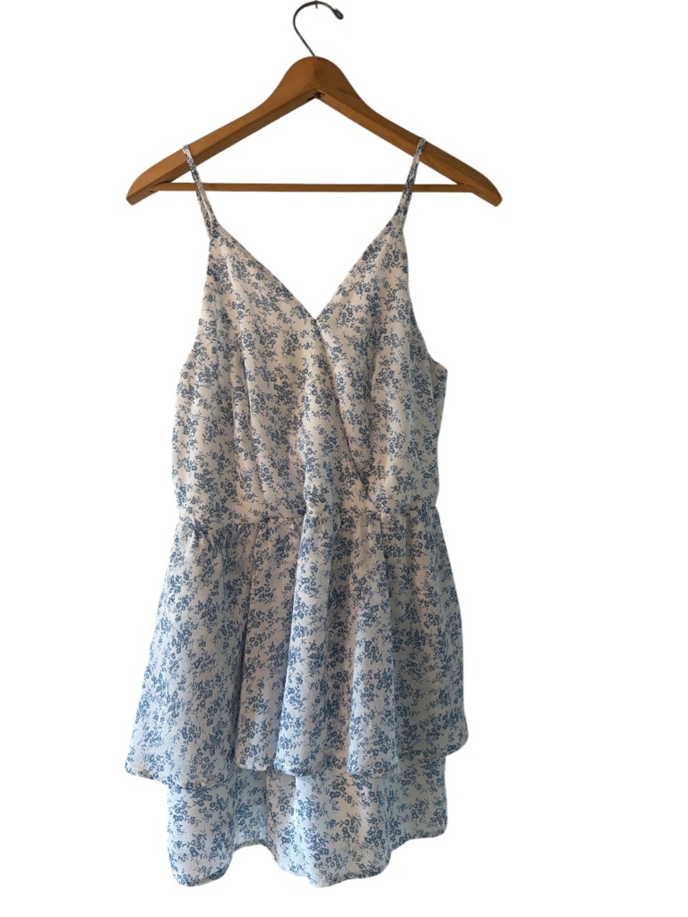 ePretty Chicago Blue Floral Tiered Romper Size M